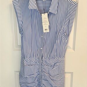 Veronica Beard Blue and White Striped Mini Dress.